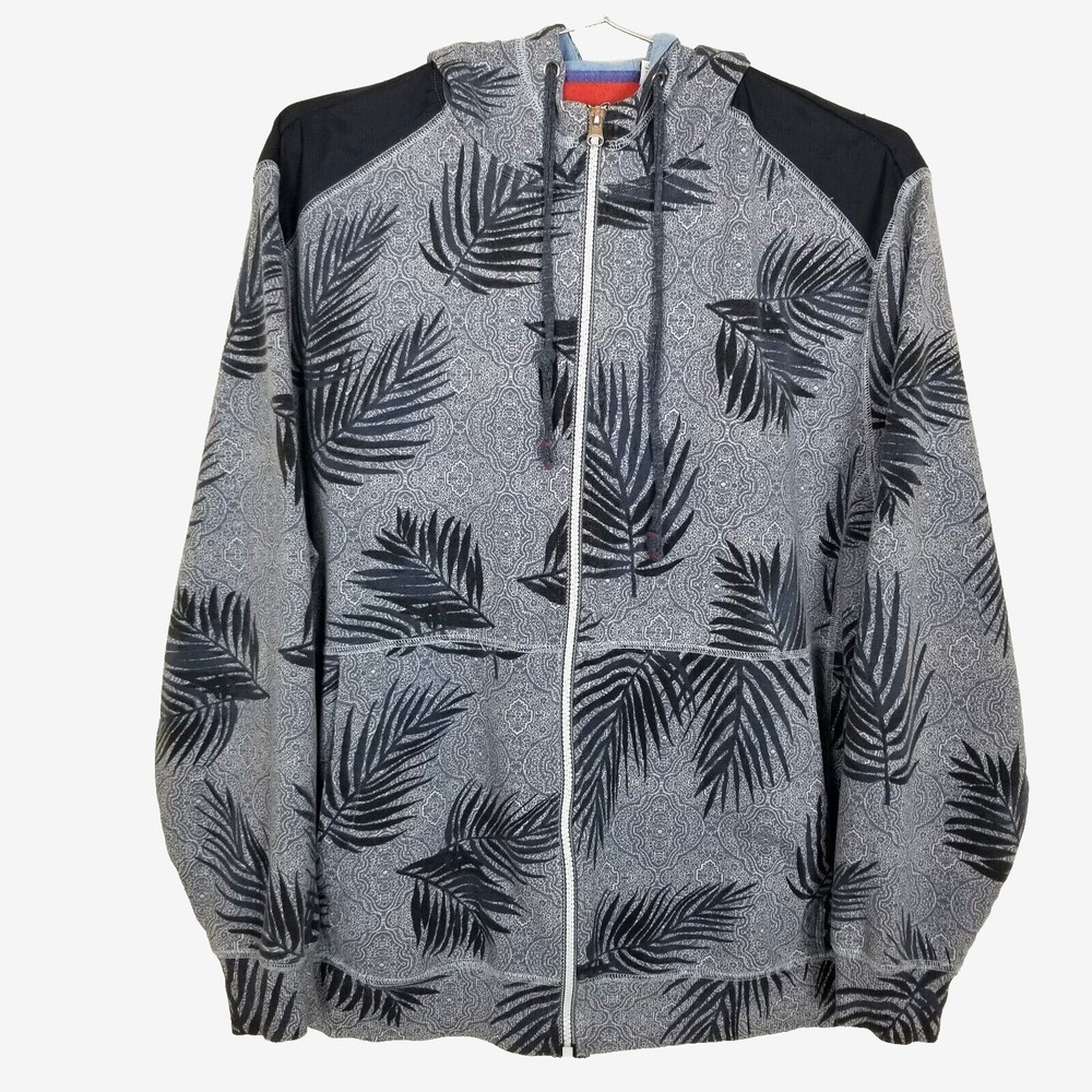 Robert Graham Hoodie‎ Mens Size 2XL Long Sleeve Full Zip Tropical Fleece Gray